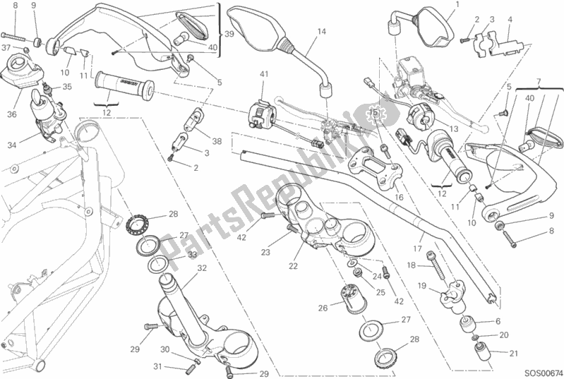 Todas as partes de Guiador E Controles do Ducati Hypermotard Hyperstrada Thailand 821 2015